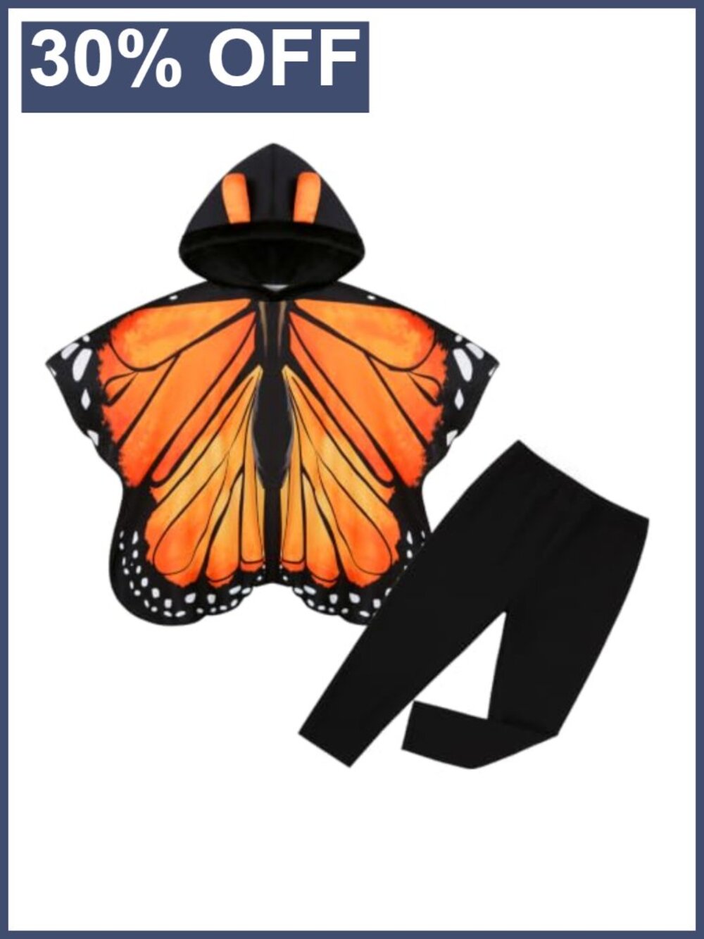 Toddler Butterfly Halloween Costume Hooded Cape & Pants Set, 95% Polyester 5%